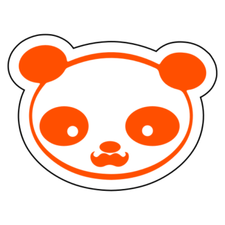 Young Panda Funny Moustache Sticker (Orange)